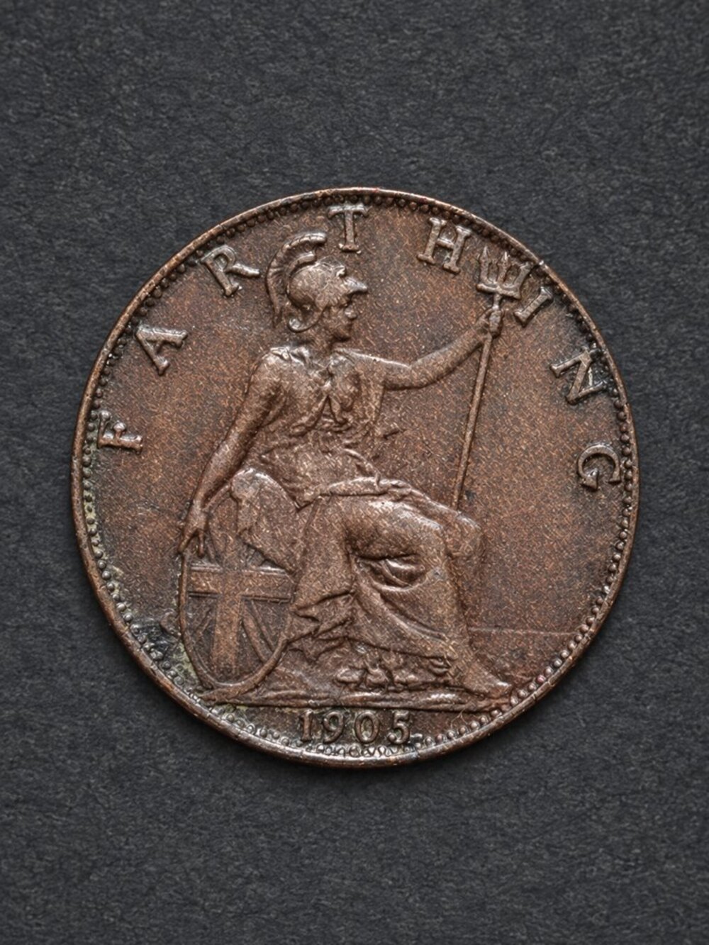 1905 Great Britain Farthing Edward VII Bronze Britannia Coin KM#792